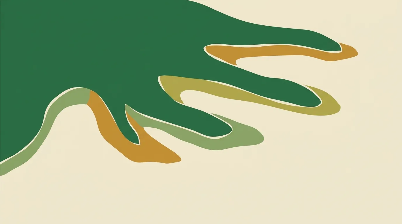 Green branches separating into several gold-tipped paths.
